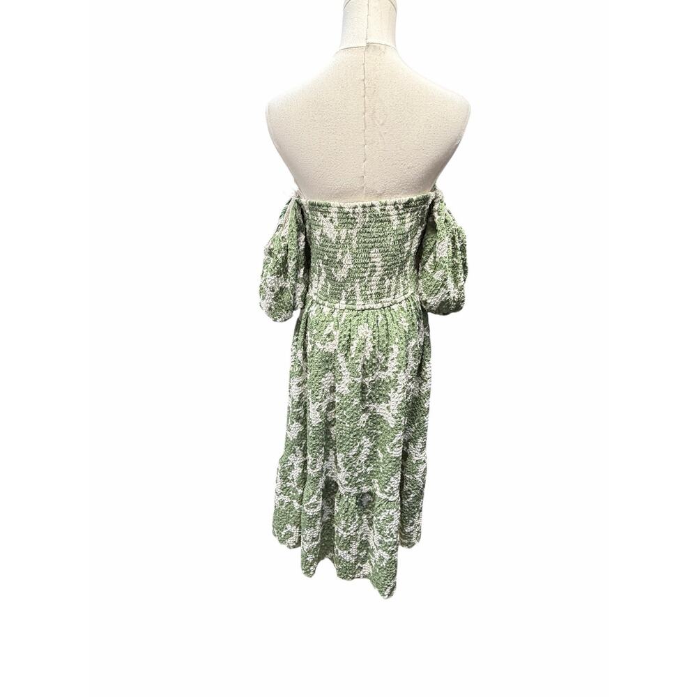 Abercrombie & Fitch Emerson Off the Shoulder Midi Dress Sage Floral - Picture 3 of 4